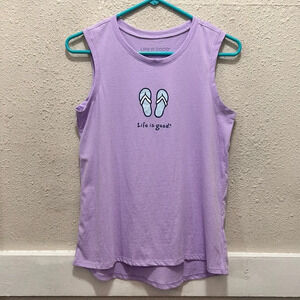 Life is Good Purple Tank with Flip Flops NWOT XS